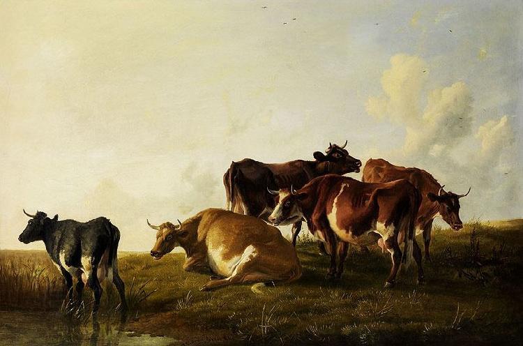 Thomas sidney cooper,R.A. Cattle in the pasture. oil painting picture